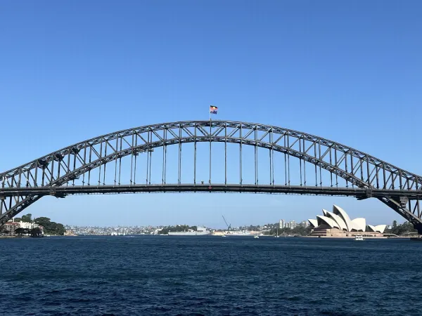 Sydney Harbour Bridge with the Opera House behind it